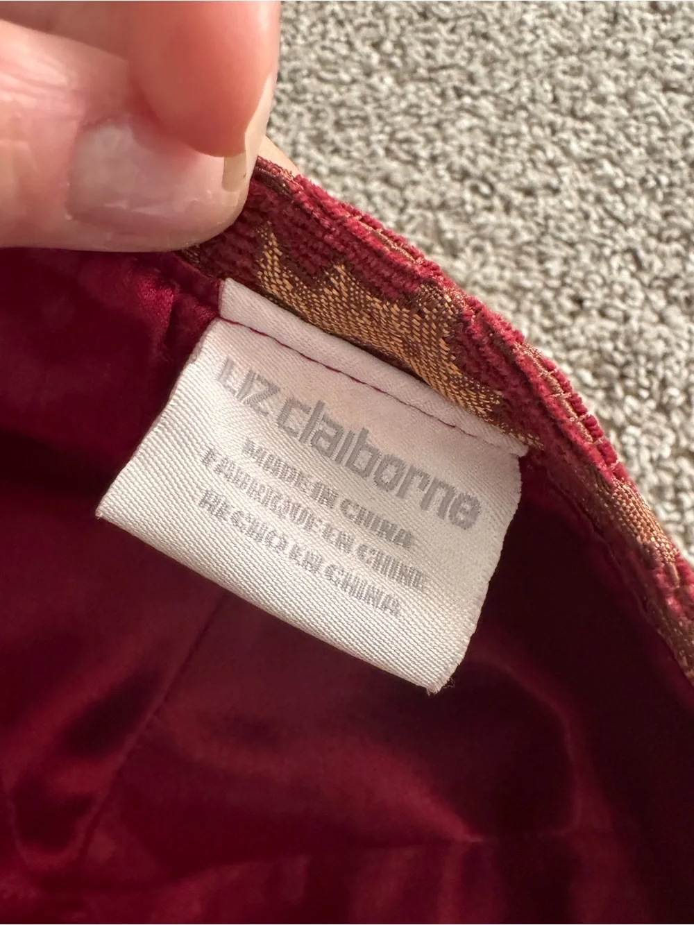 Liz Claiborne Red and Tan Patterned Bow Cap vintage